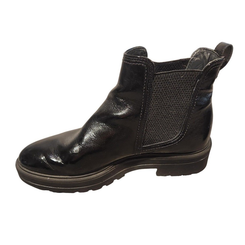Paul Green Nicki Lug Sole Chelsea Boot CRINKLED PATENT Leather BLACK 8.5 US $500